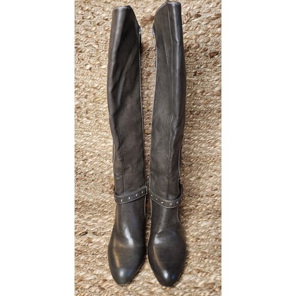 Rialto Women's Dark Gray Leather Tall Heel Fashion Boots Size 10 M Knee-high - Picture 4 of 11